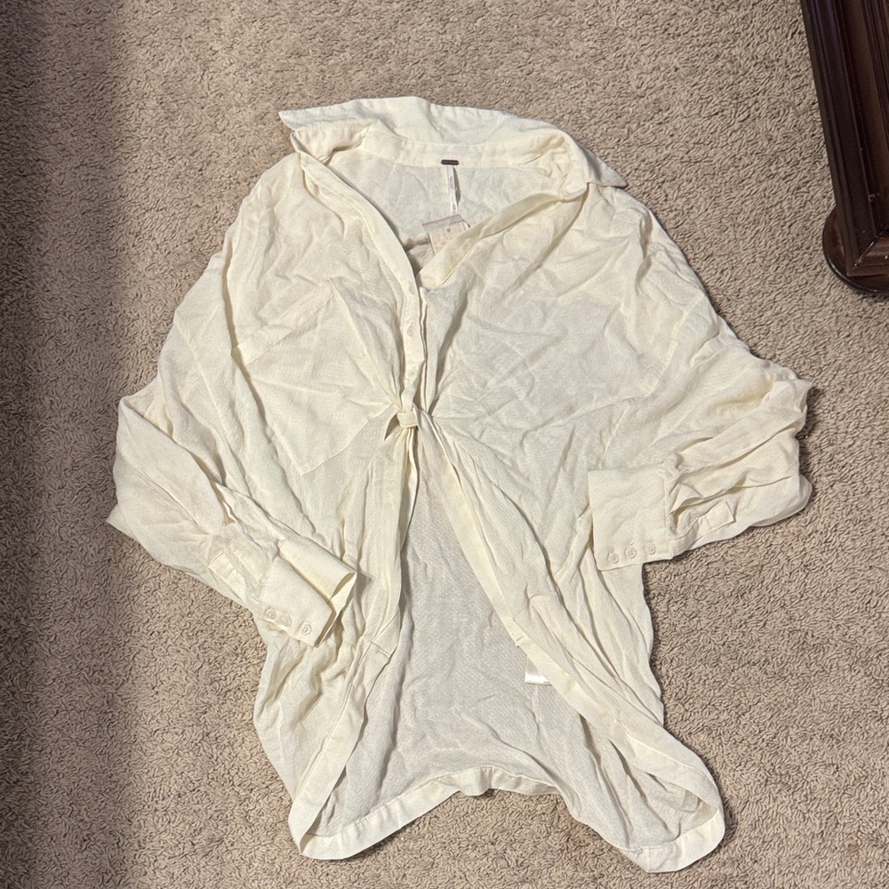 Free People Off-White Textured Blouse